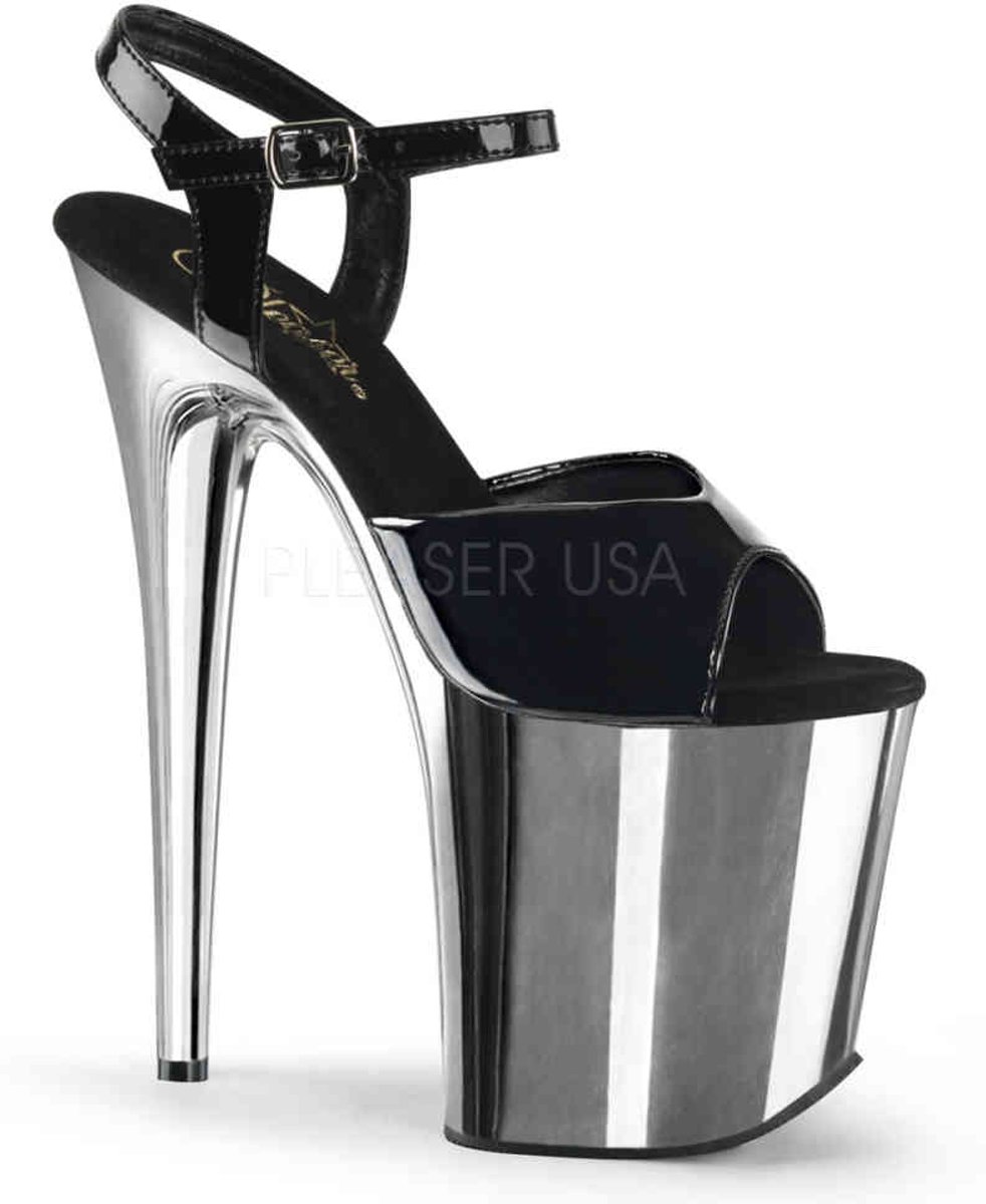 EU 35 = US 5 | FLAMINGO-809 | 8 Heel, 4 PF Ankle Strap Sandal w/Chrome Plated Bottom